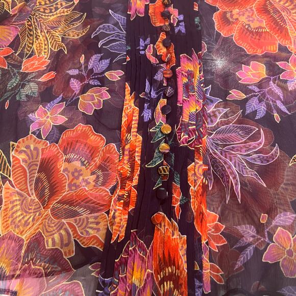 Johnny Was Octavia Blouse Etta’s Garden 100% silk Sheer Floral Small - Picture 9 of 14